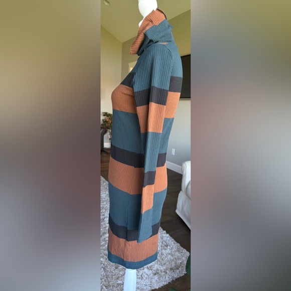 Sanctuary Striped Long Sleeve Dress, Brown, Teal and Black Size XS, NWT - Picture 2 of 7